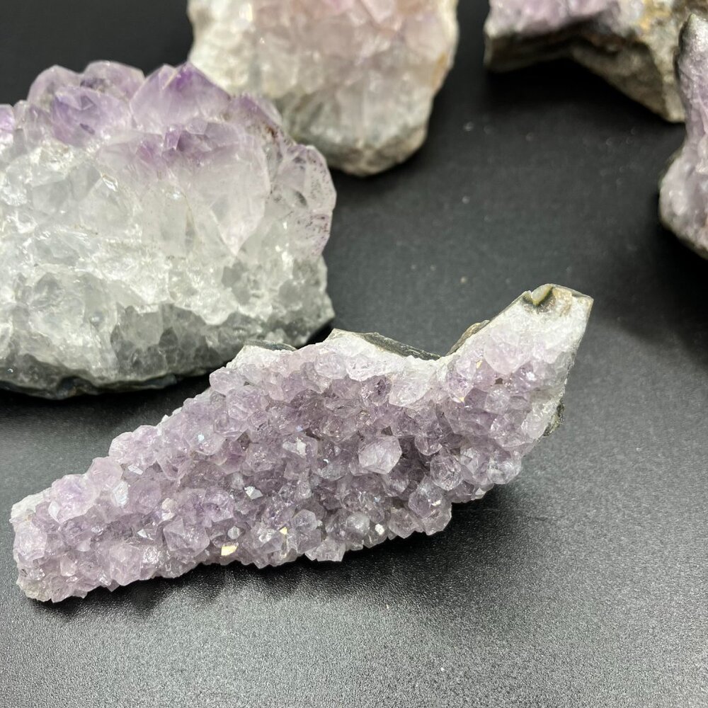 Natural Amethyst Crystal Clusters Set of 6 Brand New
